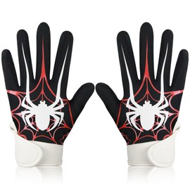 Spider Web Kids Baseball Batting Gloves - Non-Slip Youth Baseball Gloves with Breathable Stretch Fabric, Adjustable Wristband, Ergonomic V-Shape Design for Baseball, Softball Training & Games,XS/S