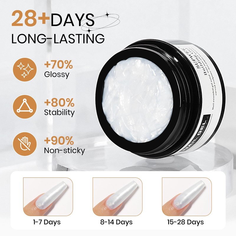 SUPWEE Solid Builder Gel, Pearl White 3D Sculpture Gel Nail
