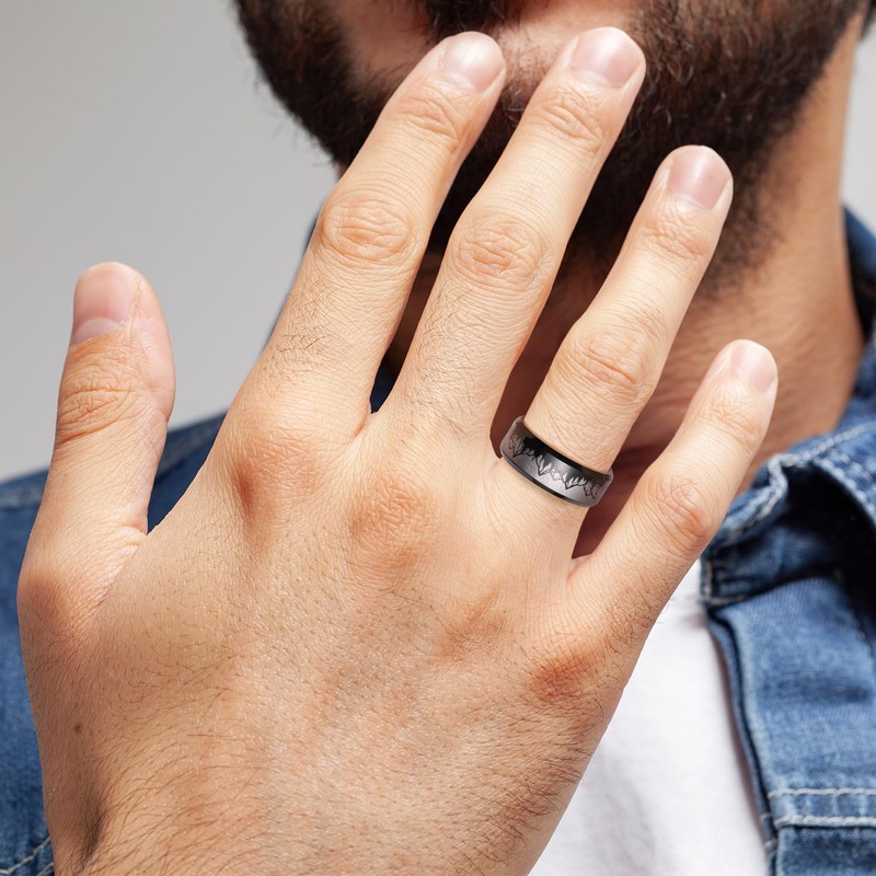 King Will 8mm Mens Wedding Band Black Plated Tungsten Wedding