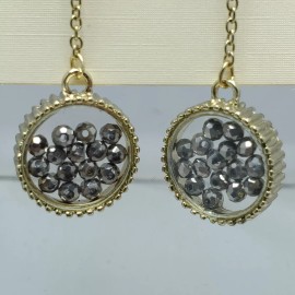 Mystique gold chain dangle fish hook earring with floating stones NWT