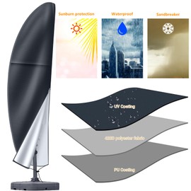 Patio Cantilever Umbrella Covers for Outdoor: Waterproof Offset Umbrella Cover Banana Style with Zipper fits 9FT to 14FT, Dark Grey