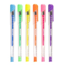Kores - K11 Neon Color Gel Pens, 0.8mm Medium Tip with Gel Ink for Smooth Writing, Triangle Ergonomic Shape, School and Office Supplies, 6 Pack Assorted Neon Colours