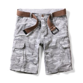 OCHENTA Men's Lightweight Camo Cargo Shorts with Pockets Cotton Casual Summer Work Gray 38