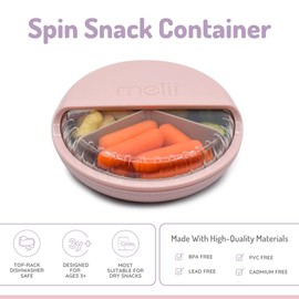 melii Spin Snack Container - BPA-Free, Dishwasher Safe Snack Container for On-the-Go Travel, Healthy Snacking, Eco-Friendly, Lead-Free, PVC-Free - Perfect for Kids and Adults - Pink