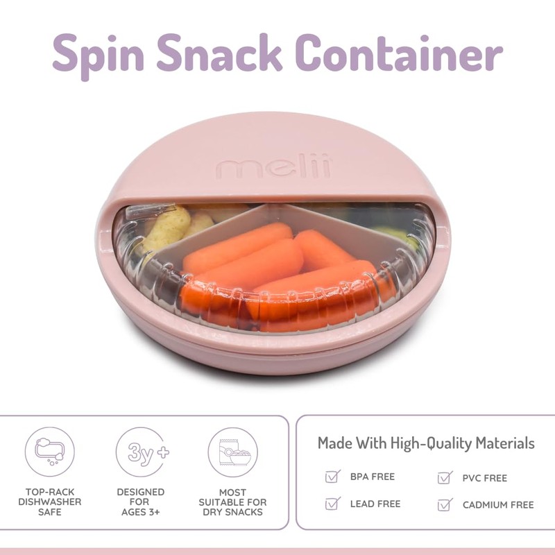 melii Spin Snack Container - BPA-Free, Dishwasher Safe Snack Container