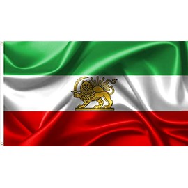 Yicmirtu Old Iran Flags with Lion Sun and Crown 5x8FT | Strong Polyester | For Indoor & Outdoor Decorations | Double-Stitched Edges and 2 Rust Proof Brass Grommets (5x8FT)
