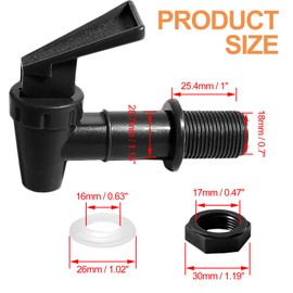LifCratms 2Pcs BPA-Free Replacement Cooler Faucet, Black Plastic Water Spigot Spout Dispenser Tap Set, Reusable Water Crock Tap Beverage Lever Pour Dispenser Valve