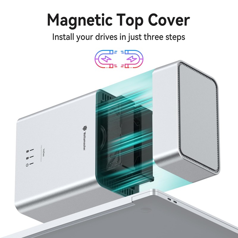 Yottamaster 2 Bay External 3.5 Inch Hard Drive Enclosure Magnetic