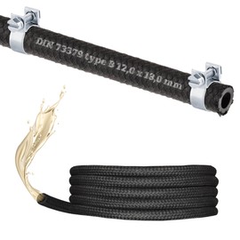 (12 mm) 1 x Metre Petrol Hose, Oil Hose, Diesel Hose, Fuel Line for Petrol, Fuel, Diesel Oil (NBR DIN-73379-B) (2x W1 Mini Clamp) (Inner 12.0 mm/Outer 18.0 mm (Clamp Size 16 x 18 mm))