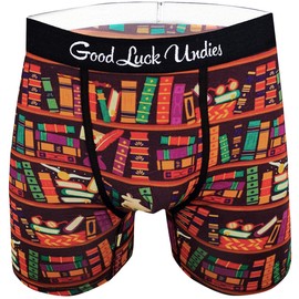 Good Luck Undies Men's Library Books Boxer Brief Underwear, Large