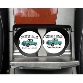 Unbranded *Small Business* COUNTRY ROADS TAKE ME HOME BLUE TRUCK Car Coasters Set of 2