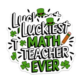 (2 Pack) Luckiest Math Teacher Ever Magnets - St Patrick's Day Decoration - Teacher Appreciation Gift - Classroom Decor - 5" On Longest Side - for Cars, Fridges, Toolboxes - Made in USA - MAG5588
