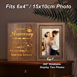 EYITUPC Anniversary Light Up Photo Frame Gifts for Her & Him Couple, Holds Two 4x6 Photos