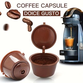 4-Pack Reusable Coffee Capsule Filter for DOLCE GUSTO Coffee Machine Capsule Refillable Coffee Cup Water Filter SetColor: brown