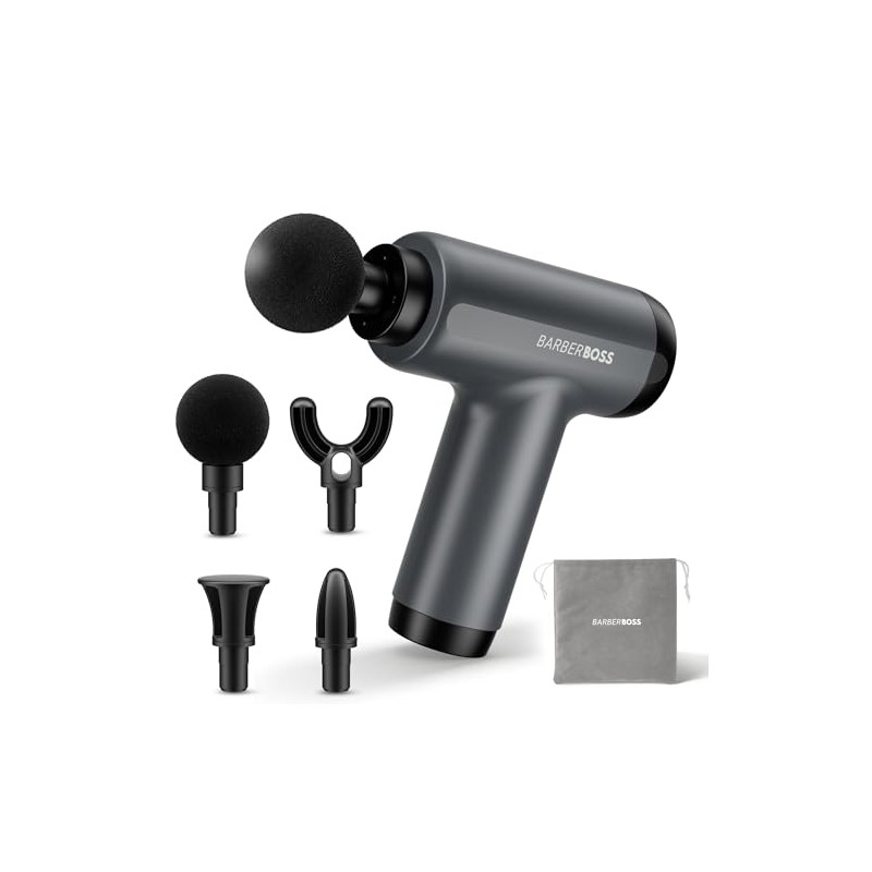 BarberBoss Mini Massage Gun with Pressure Sensor, 5 Intensity Levels