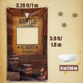 Western Photo Booth Props Wanted Western Photo Booth Frame Wanted Poster Photo Prop Large Fabric Photo Banner Western Cowboy Birthday Party Decorations