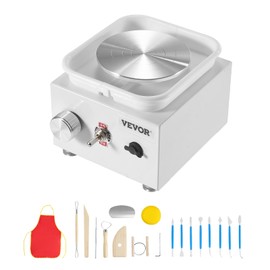 VEVOR Mini Pottery Wheel, 2.56in/3.94in, 2 Turntables Electric Ceramic Wheel Machine, 0-320RPM Adjustable Speed Detachable Basin Forming Machine, 18pcs Accessories, for Art Craft Work Home DIY, White