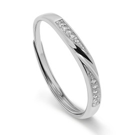 Meissa Couple Rings 925 Sterling Silver Dainty Twist Couple Bands for Men and Women Size Adjustable Handmade Promise Rings (2.5mm Width)