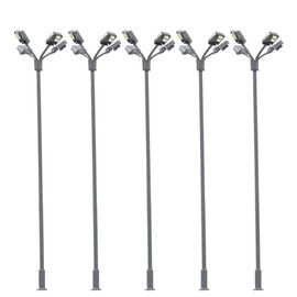 5pcs Model Railway 1:87 Lamps 4-Heads HO Scale Street Light Playground LSL04