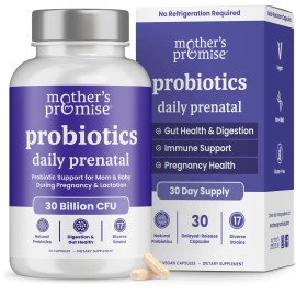 Mother's Promise Prenatal Probiotics for Women | 30 Billion CFU 17 Strains + Organic Prebiotic...