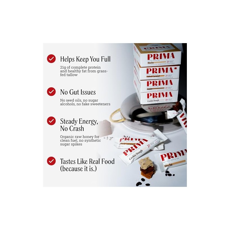 PRIMA Cookie Dough Protein Bar | 21g Grass Fed Whey
