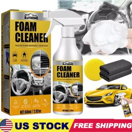 Unbranded Car Interior Foam Cleaner Seat Headliner Dashboard Waterless Stain Removal Spray - 3 Set+Towel x3