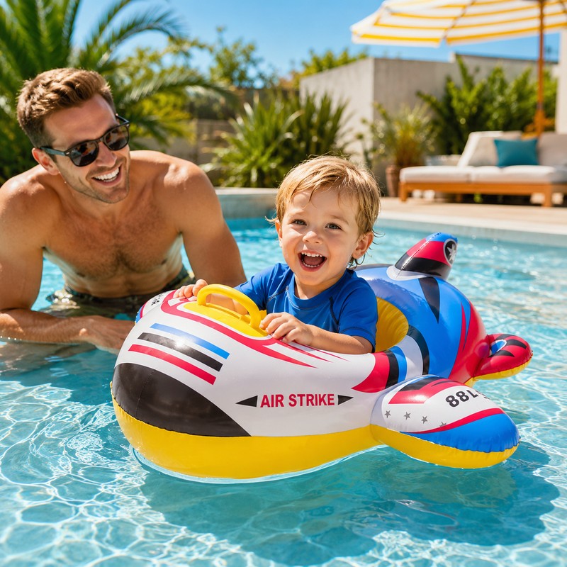 Kids Inflatable Airplane Pool Float for Summer Water Fun –