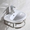Kelendle 16" Small Ceramic Sink with Faucet and Bracket Wall