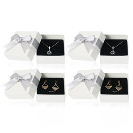 Nideen Pack of 4 Gift Boxes for Jewellery, Small Gift Box with Lid, Jewellery Box, Gift Box for Rings, Earrings and Necklaces (Grey)