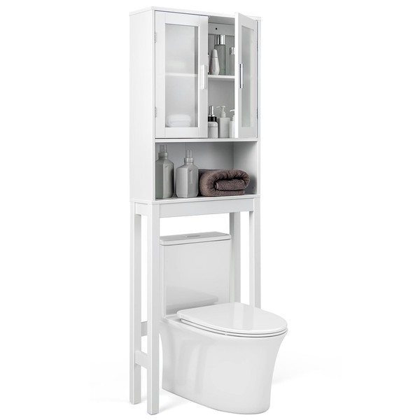 Tangkula Over The Toilet Storage Cabinet, Bathroom Space Saver w/Double