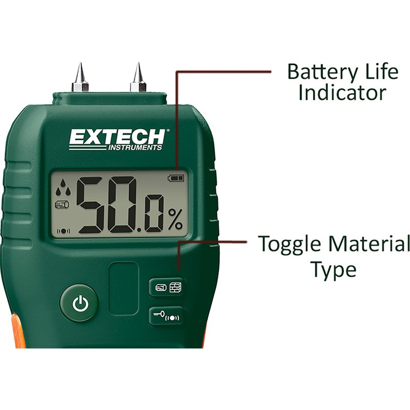 Extech MO55 Combination Pin Pinless Moisture Meter Accurate Non‑Invasive and Destructive
