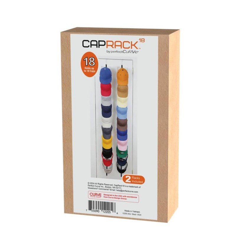Perfect Curve CapRack | Over-The-Door Hat Organizer for Baseball Caps
