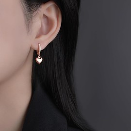 Women Girls Sweet Love Hoop Ear buckles, anti allergy earrings jewelry simple earrings eardrop (Rose gold, One size)