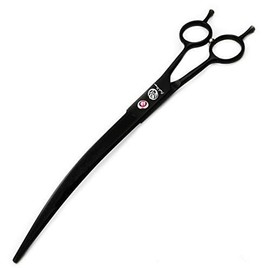 Purple Dragon Purple Dragon 9.0 inch Twin Tails Downward Curved Blade Pet Grooming Scissors Dog Hair Cutting Shears with Bag for Professional Left Handed or Right Hand Pet Grooomer (Black Downward Curved)
