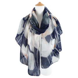 DAMILY Lightweight Scarves & Shawls for Women Cuddly Cotton Scarf with Floral Pattern Fashion Beach Towel Gifts for Women, navy