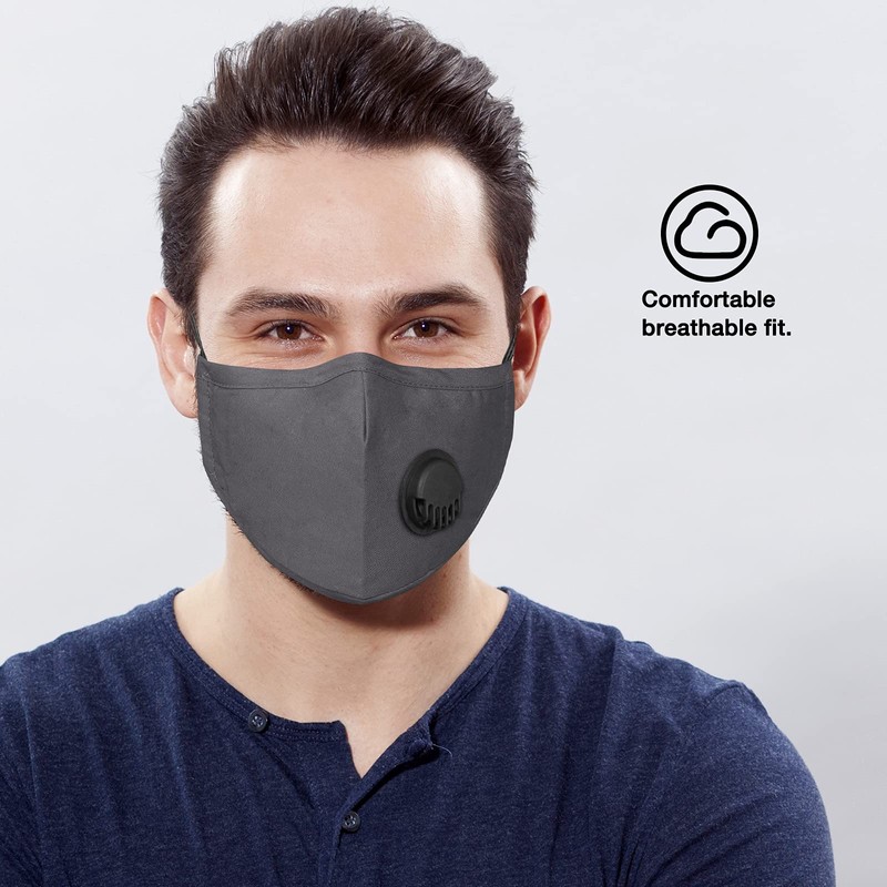 NUÜR Washable Face Mask, 3 Layer Design, Air Valve and