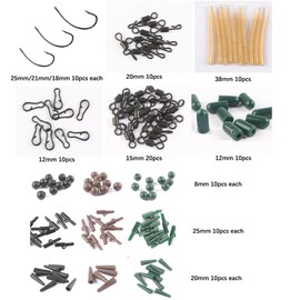 TopHomer Fishing Accessory Kit - 187pcs Tackle Box with Hooks, Barrel Swivels, Fishing Beads & More