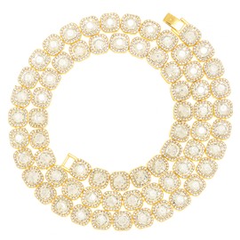 Halukakah Tennis Chain Bundle Diamond for Men, 18K Real Gold/Platinum Plated Square Diamond Golden Bracelet/Necklace, Lab Diamonds, Metal Diamond, No Gemstone