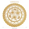 fanquare Round Gold Lace Placemats Set of 12, 15" Floral