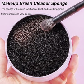 Paquete de 2 esponjas limpiadoras de brochas de maquillaje secas para eliminar sombras de ojos, rubor, polvos y brochas que cambian de color. Limpia de forma rápida y sencilla. Portátil para m
