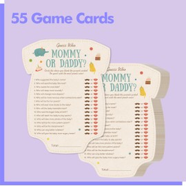 55PCS Baby Shower Games, Guess Who Mommy or Daddy Game Cards Fun Baby Shower Party Supplies-Gender Neutral for Girls or Boys