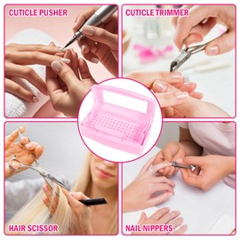 YoleShy Nail Tool Cleaning Box Pink Plastic Clean Container for Tweezers Esthetician Essentials Clean Jar for Hair Salon, Spa & Cutter Manicure Equipment-Nail Art Tool