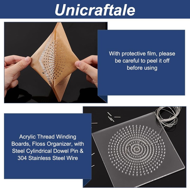 UNICRAFTALE Wire Bending Jig Wire Elements 12.65x12.65cm Square Acrylic Thread