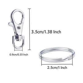 60Pcs Key Ring, 30Pcs Key Chain Clip Hooks and 30Pcs Key Rings Crafts, Premium Lanyard Snap Hook for Lanyard and Sewing Projects(Silver)