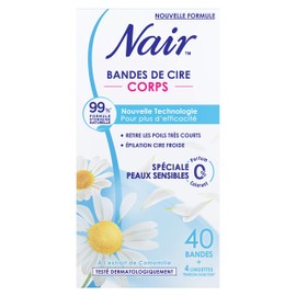 Nair - Body cold wax strips - Special for sensitive skin with chamomile extract - New technology for increased efficiency - 99% natural origin - 40 bands
