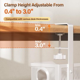 [Upgraded] Under Desk Cable Management Large, Cinati 16" Cable Management Box for Table Thickness up to 3", Wire Cord Organizer with Clamp No Drill, No Damage to Desk (White)