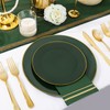 NOCCUR 350PCS Green Plastic Plates - Disposable Green Gold Dinnerware