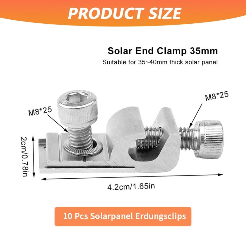 Pack of 10 Solar Panel Grounding Clips, Solar Panel Grounding