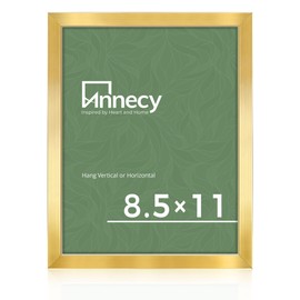 Annecy 8.5x11 Picture Frame Gold（1 Pack）, 8.5x11 Picture Frame for Wall or Desktop Decoration, Classic Gold Minimalist Style Suitable for Decorating Houses, Offices, Hotels