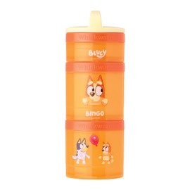 Whiskware Bluey - Contenedores apilables para aperitivos para niños y niños, 3 tazas apilables para la escuela y los viajes, Bluey y bingo, ¡Hurra!